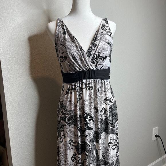 Soma Sleeveless V-Neck Maxi Empire Dress Heirloom Paisley Black Size Small - Picture 9 of 11